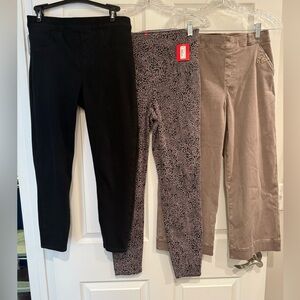 Spanx Set of 3 Paints High Waist Shaping Womens Medium Black Leopard Brown